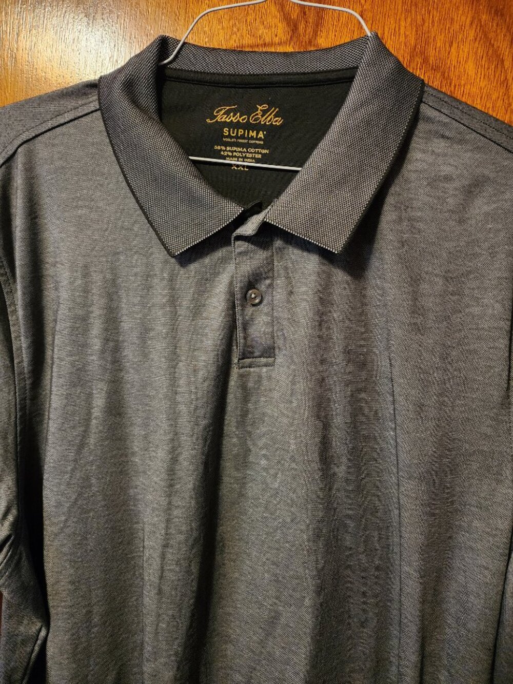 Men's 2XL Tasso Elba Gray Supima Cotton Short Sleeve Polo Shirt